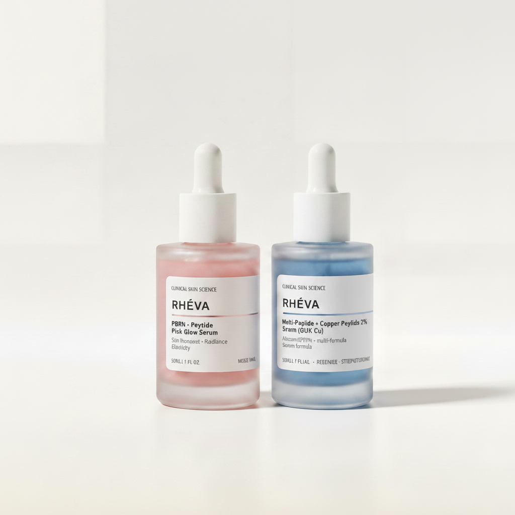RHÉVA peptide & PDRN active serum bottle on white background Bundle 