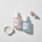 RHÉVA peptide & PDRN active serum bottle on white background Bundle flower Aesthetic 